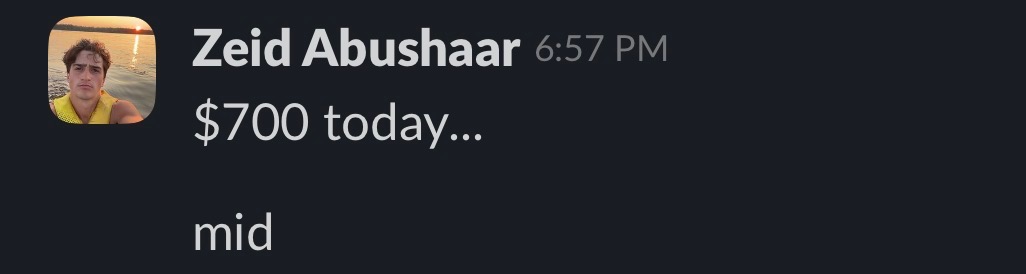 Zeid Abushaar $700 day