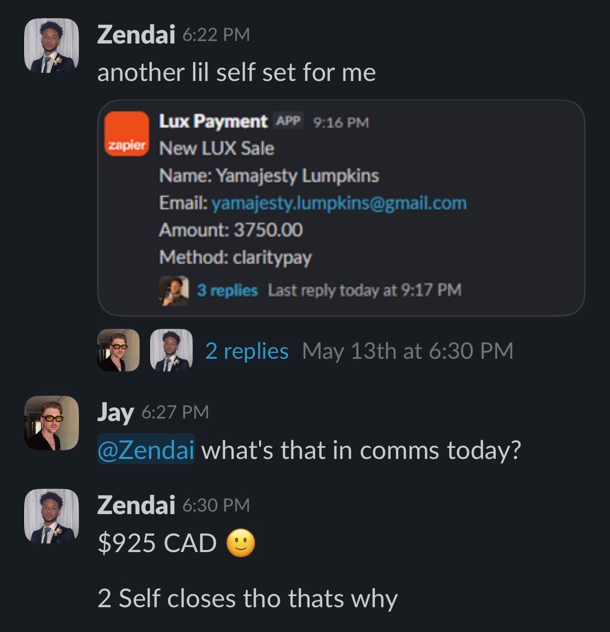 Zendai self set, $3,750 sale